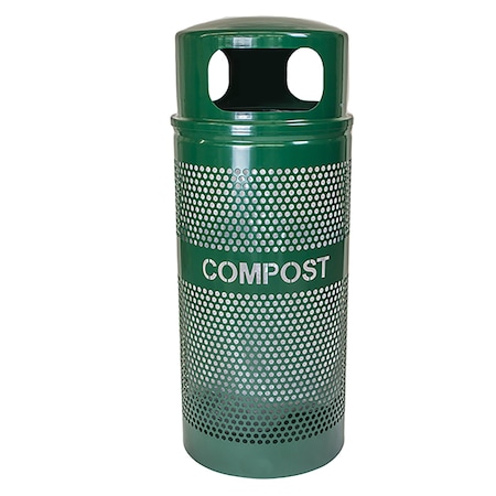 Ex-Cell Kaiser 34-Gal. Receptacle W/ Dome Top - Steel, Hunter Green Gloss WR-34R DM COMPOST HGR
